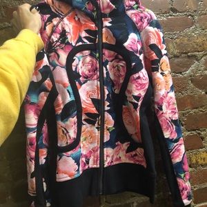 Lululemon floral scuba zip up hoodie